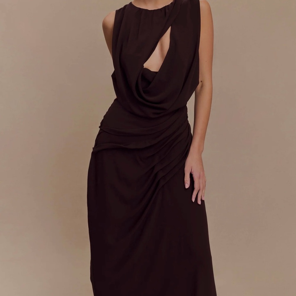 Meshki Oria Chiffon Maxi Dress in Cacao Brown - Picture 5 of 5